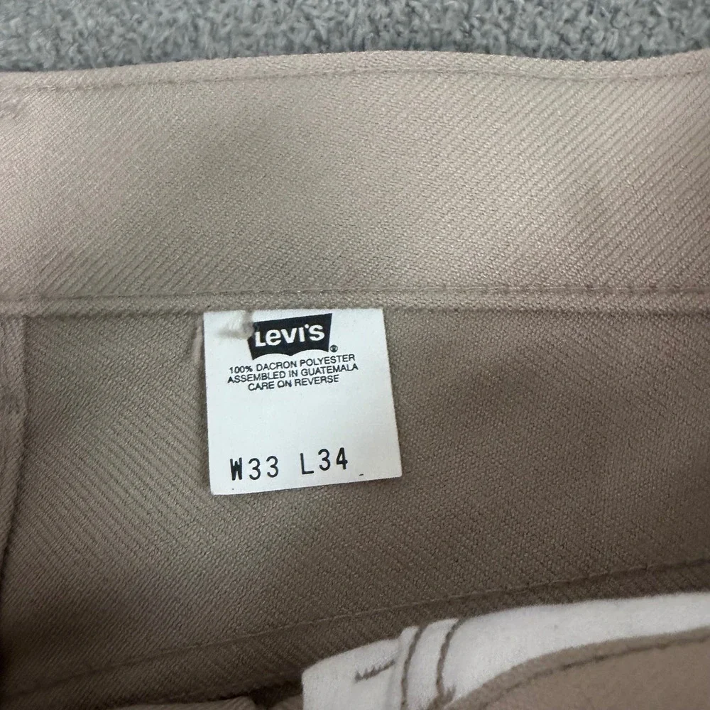 Levis Sta-Prest Action Slacks Beige Tan Straight Leg Orange Tab W33 L34